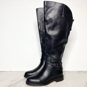 Franco Sarto Haylie Black Leather Wide Calf Tall Boot 5M
